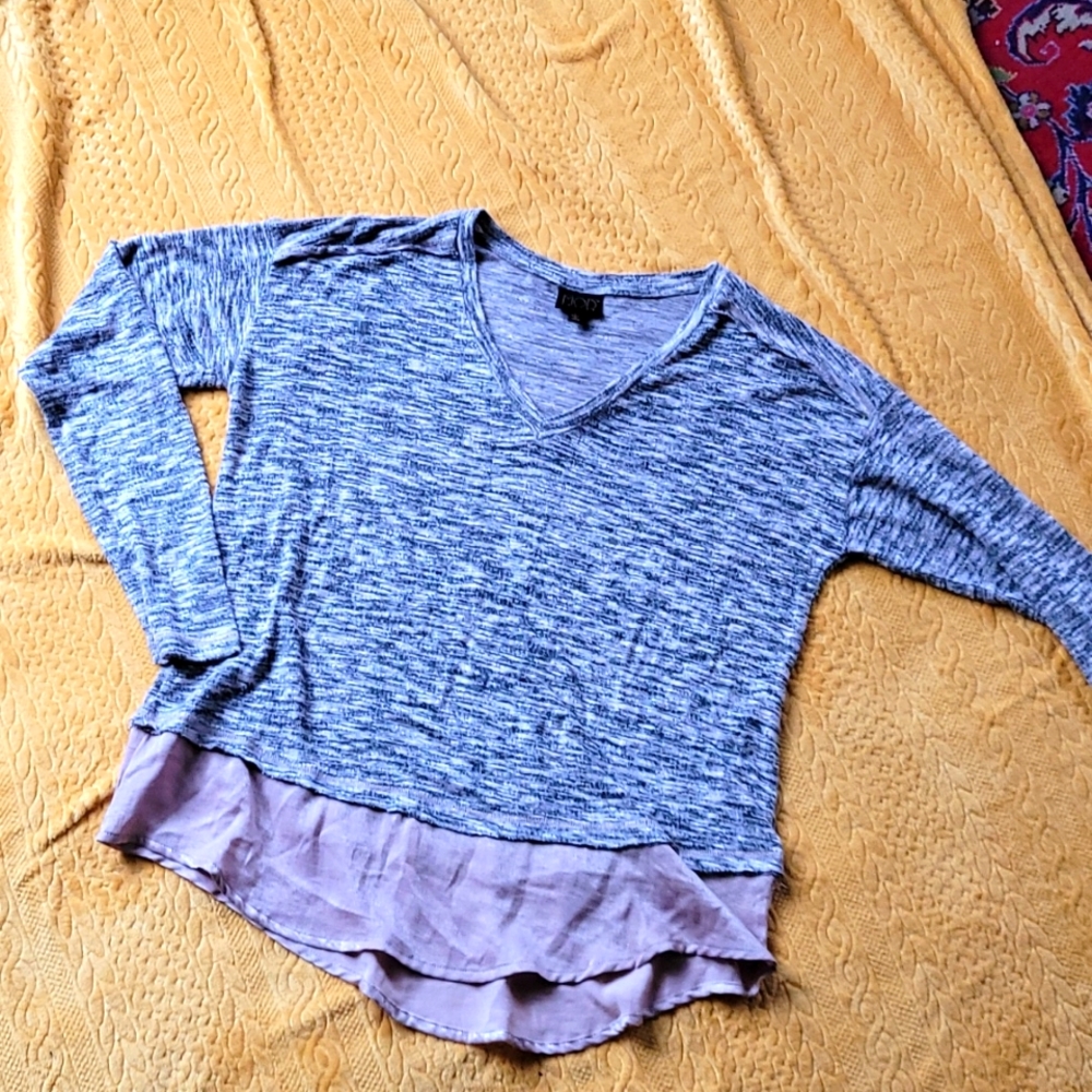 MOD Lusive layered top pink gray sz L